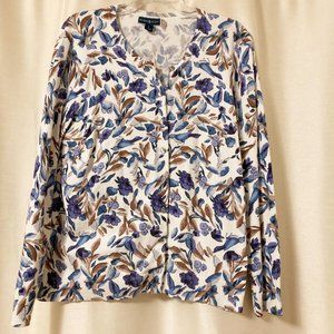 Karen Scott button down floral cardigan knit top